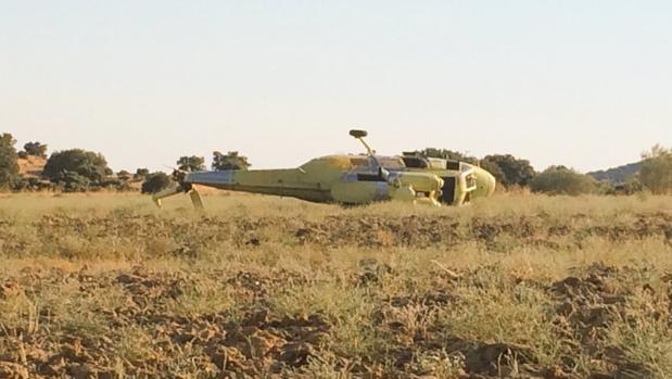Helicoptero accidentado tras el aterrizaje forzoso