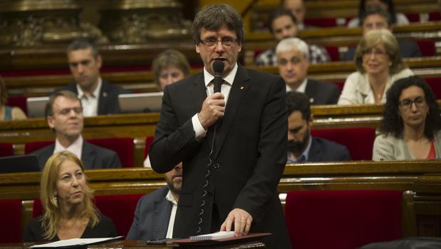 Carles Puigdemonto, en una intervención en el el Parlament