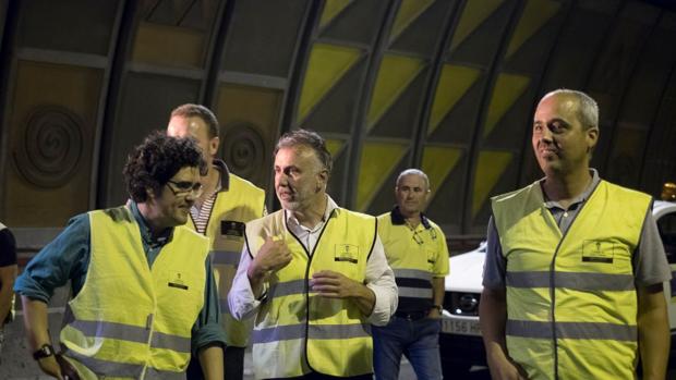 Ángel Víctor Torres en las obras del túnel Julio Luengo, en la capital grancanaria, las primeras en veinte años