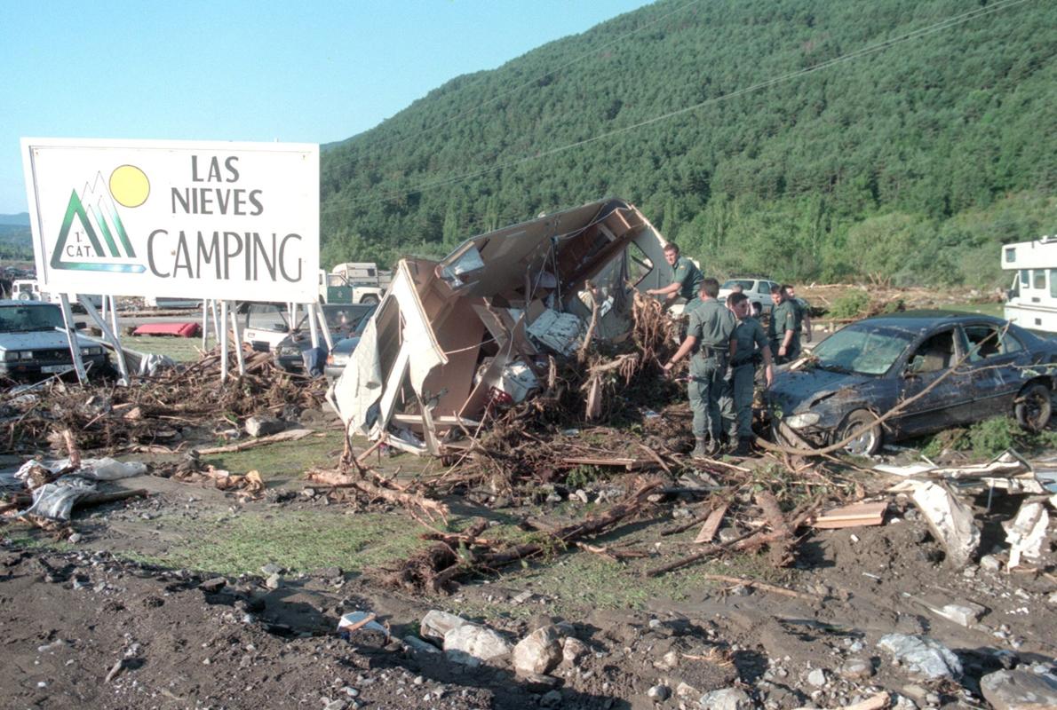 Una violenta riada tras una fuerte tormenta arrasó el camping el 7 de agosto de 1996