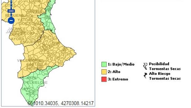 Imagen del mapa de riesgo de temperaturas altas