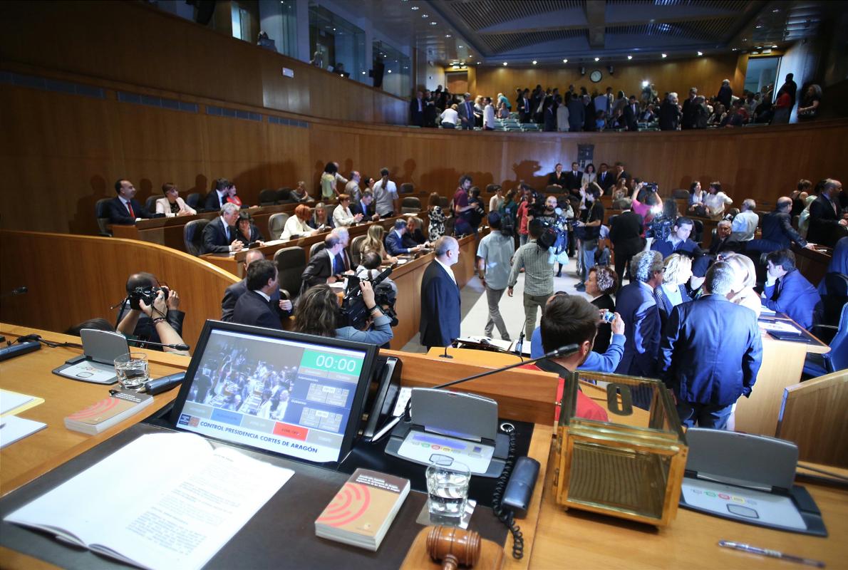 El salón de plenos de las Cortes de Aragón, poco antes de iniciarse una sesión