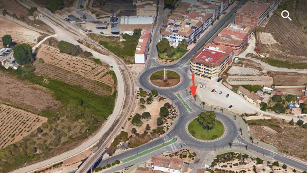 Imagen de la nueva ubicación de la parada provisional de autobús en Teulada (Alicante)