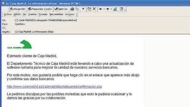 Caja Madrid fue víctima de un caso de phishing en 2006