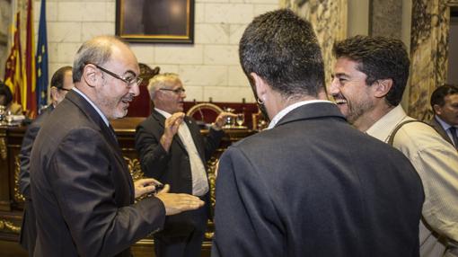 El portavoz del PP, Eusebio Monzó, junto al de València en Comú, Jordi Peris