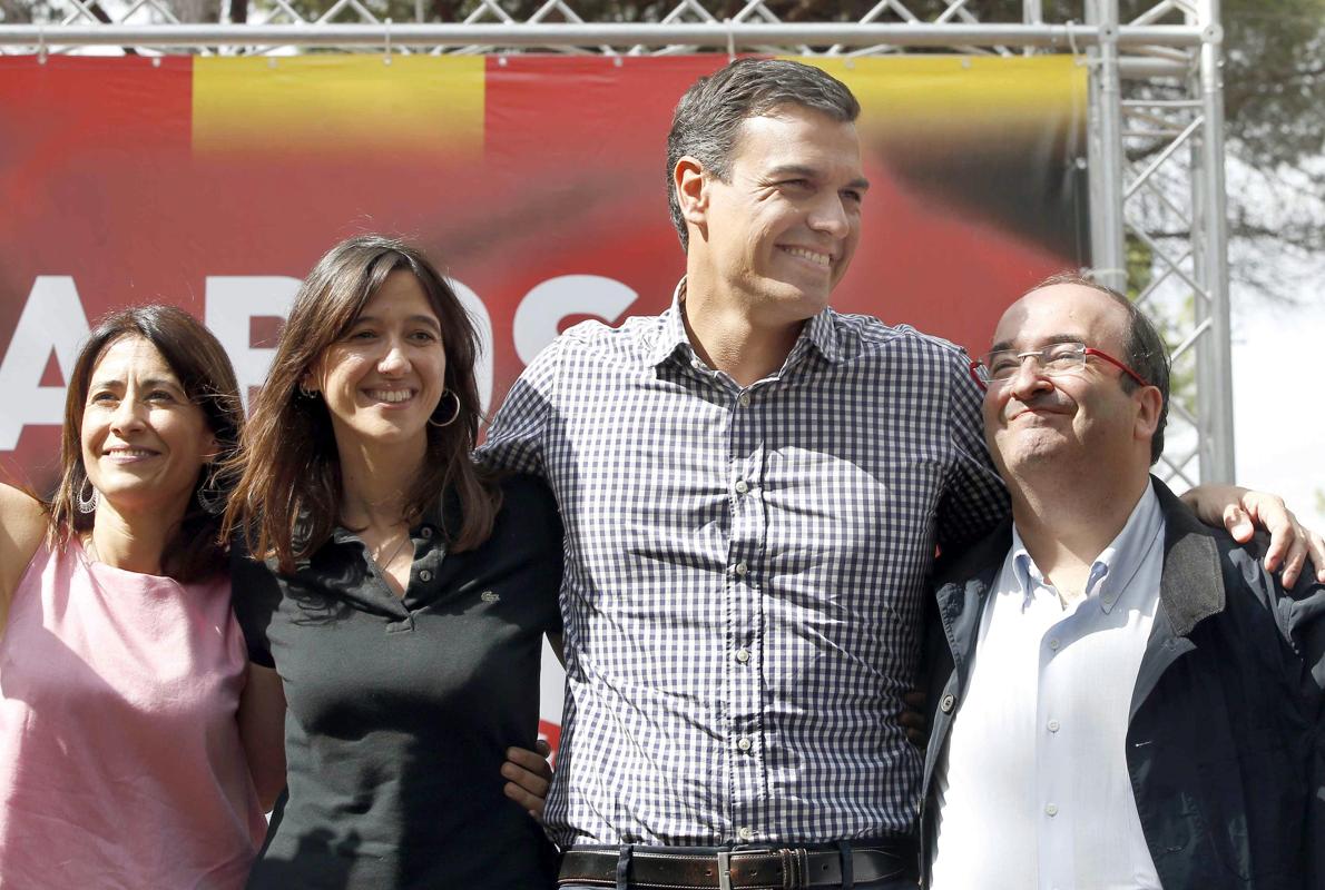 Parlon, junto a Pedro Sánchez, Miquel Iceta y la alcaldesa de Gavà, Raquel Sánchez (izquierda)