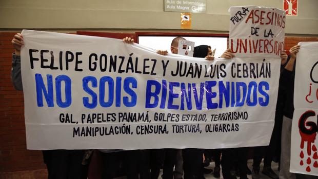 Momento de la protesta en la Universidad Autónoma de Madrid