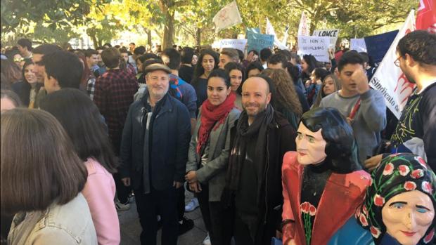 Luís Villares, en la manifestación contra la LOMCE celebrada en Compostela