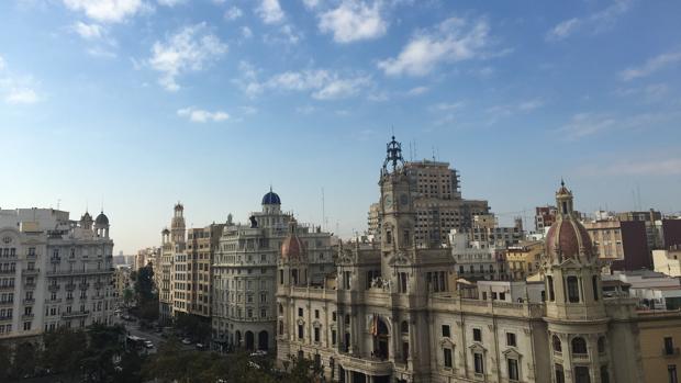 Imagen del centro de Valencia tomada este lunes