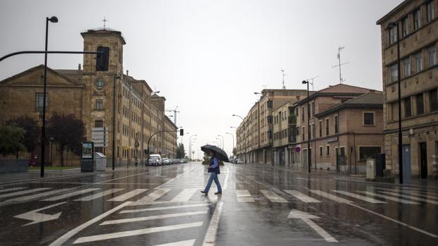 Lluvia, este sábado, en la ciudad de Salamanca