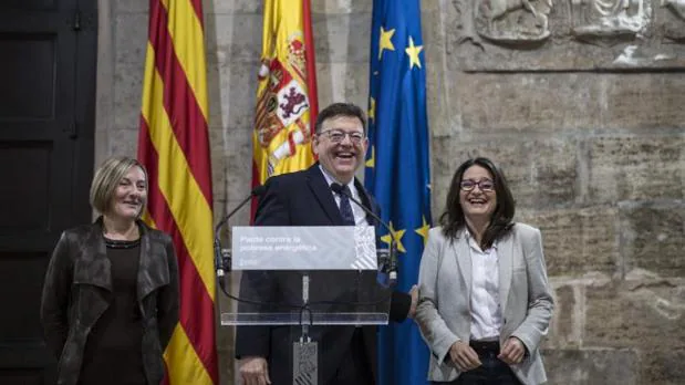 La consellera Salvador (izquierda), con Ximo Puig y Mónica Oltra en una comparecencia
