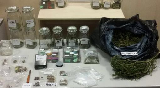 Marihuana, hachís y el resto de sustancias incautadas por la policía