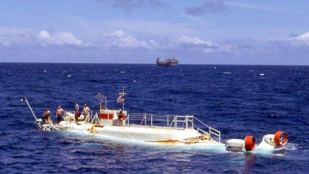 Operaciones de Estados Unidos en 1969 buscando al submarino Scorpion, que se hundió un año antes