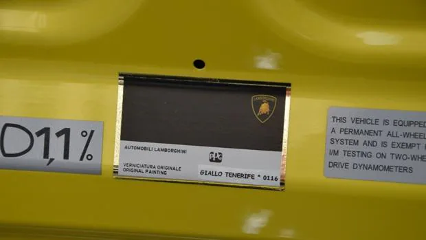 Placa en el nuevo Lamborghini presentado esta semana