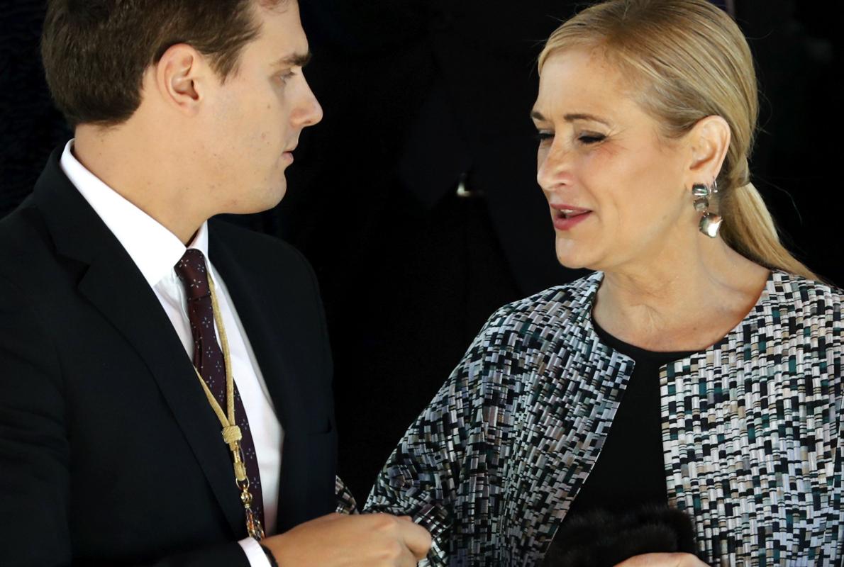 La presidenta de la Comunidad de Madrid, Cristina Cifuentes, y el presidente de C's, Albert Rivera