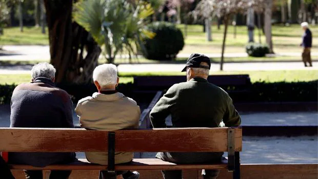 Imagen de un grupo de ancianos en un parque de Valencia