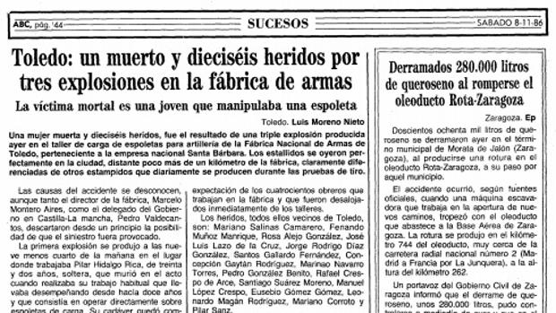 En la crónica publicada en ABC, el periodista ya fallecido Luis Moreno Nieto relata: «Los estallidos se oyeron perfectamente en la ciudad». Aunque el titular dice que hubo 16 heridos, en realidad fueron más de 30. 16 fueron las personas hospitalizadas en el Virgen de la Salud