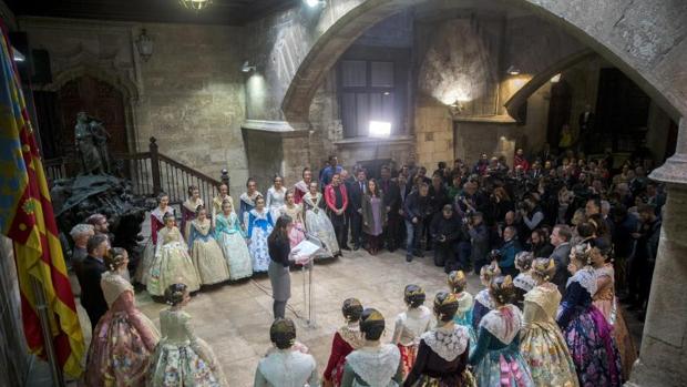 Un momento de la recepción oficial en el Palau de la Generalitat, este domingo