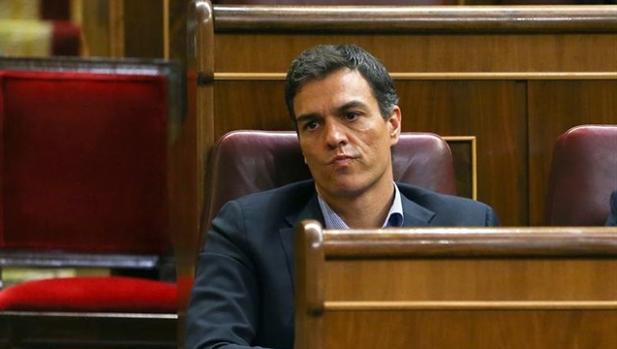 Pedro Sánchez, en su escaño del Congreso de los Diputados