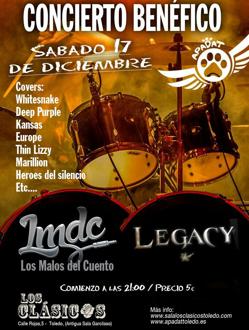 Apadat celebra este sábado un concierto benéfico con Los Malos del Cuento y Legacy