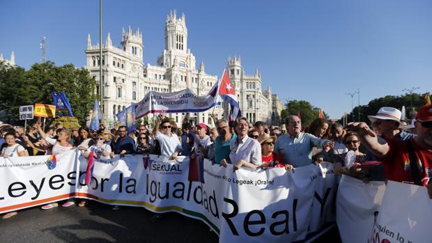 Manifestación en pro de la igualdad de los derechos del colectivo LGTBI en Madrid