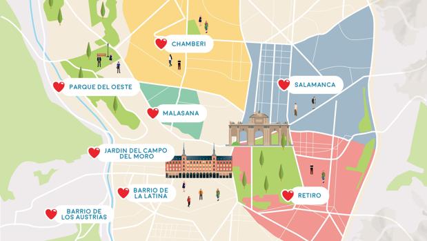 Mapa de Madrid con los puntos más «hot»