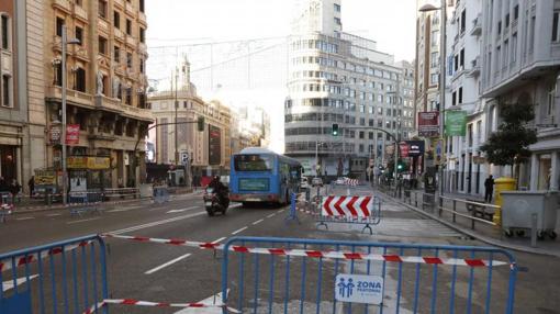 Cortes de tráfico en la Gran Vía