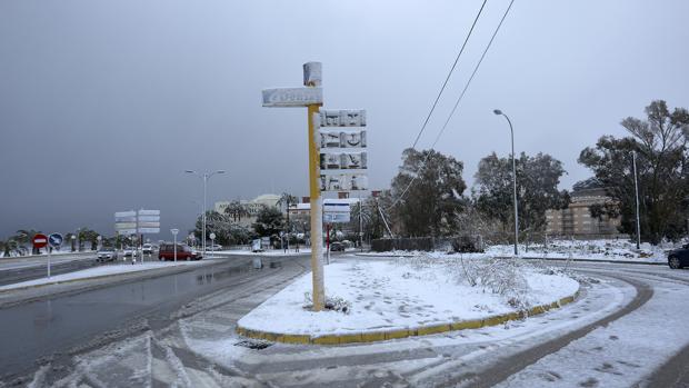 Imagen de la nieve caída esta mañana en Denia, Alicante