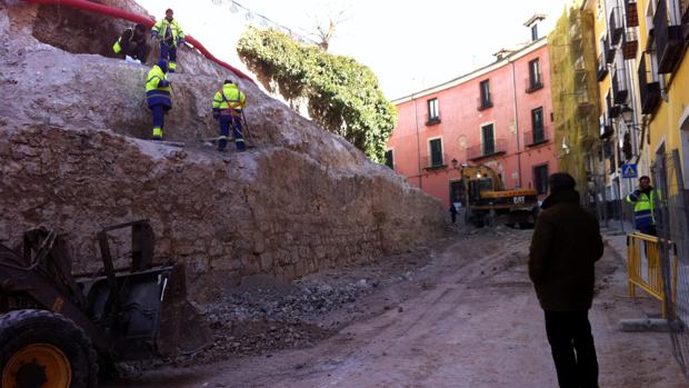 Obras en la calle Alfonso VIII, en Cuenca