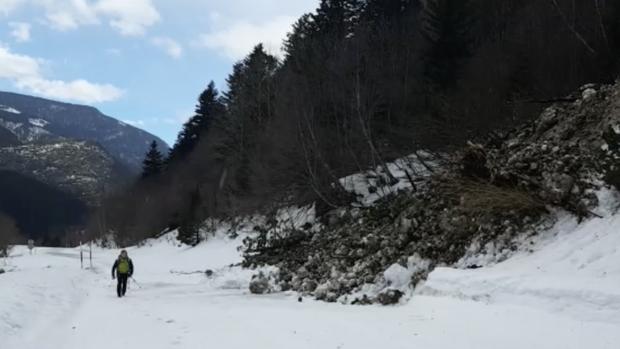 Zona afectada por un alud en las inmediaciones de Benasque (Huesca)