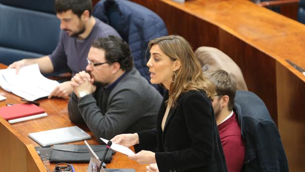 La bancada de Podemos en la Asamblea de Madrid