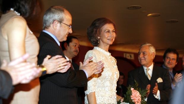 La Reina Sofía, en 2009, durante la celebración del X aniversario de la reinaguración del Liceu