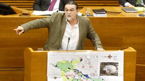 El diputado de Compromís Juan Ponce, durante su intervención