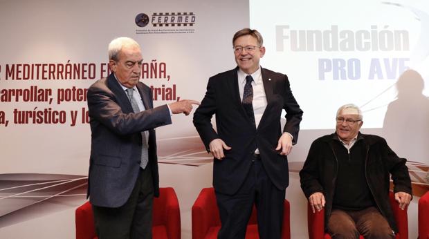 Imagen del Ximo Puig y Joan Ribó, en una jornada sobre el Corredor Mediterráneo