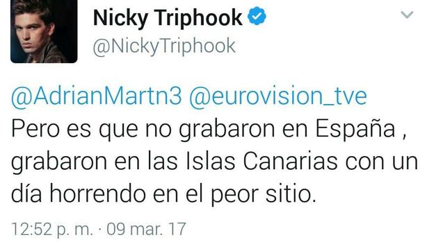 Nicky Triphook, de Objetivo Eurovisión: «El vídeo no lo grabaron en España, fue en Canarias»