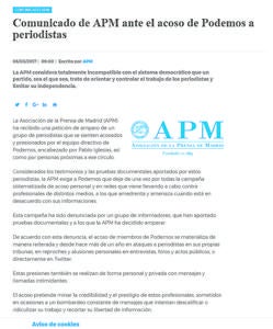 Comunicado de la APM