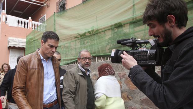 Pedro Sánchez esta mañana en la localidad pontevedresa de Ponte Caldelas