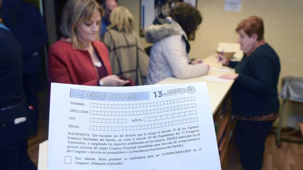 Formulario de inscripción del PP para votar el próximo viernes