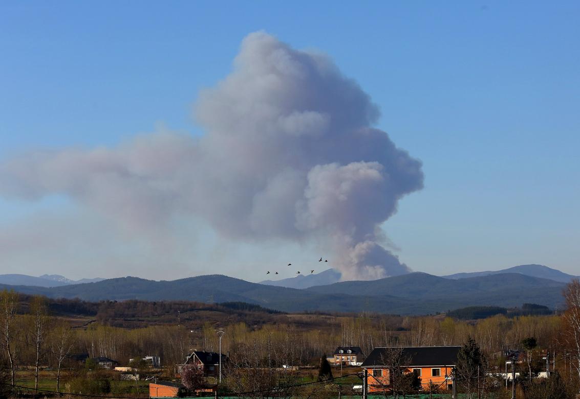 Incendio en la localidad berciana de Villar de Otero