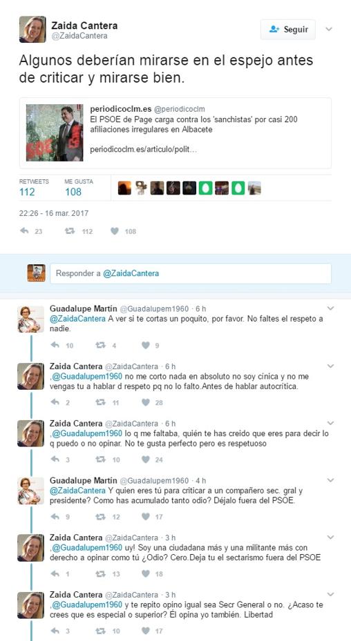 Zaida Cantera se enzarza en Twitter con otra diputada socialista: «¿Quién te has creído que eres?»