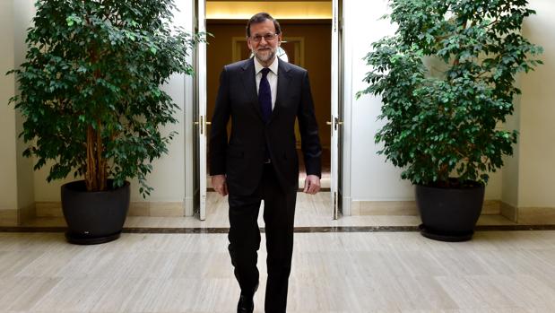 El presidente del Gobierno, Mariano Rajoy, en el Palacio de la Moncloa