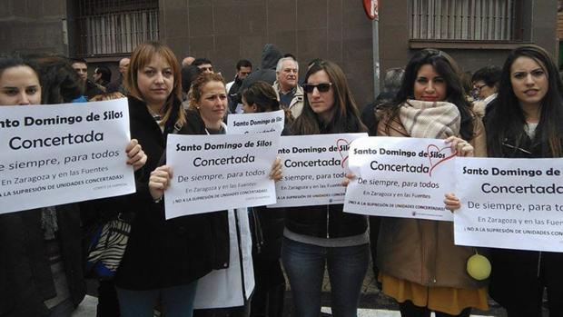 Movilización en defensa de la concertada que ha tenido lugar en uno de los centros amenazados