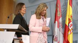 Las consejeras Milagros Marcos y Pilar del Olmo, en la rueda de prensa del Consejo de Gobierno