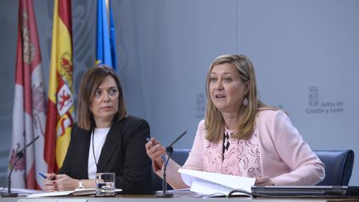 Las consejeras Pilar del Olmo y Milagros Marcos, en rueda de prensa tras la reunión del Consejo de Gobierno