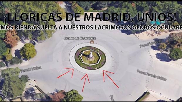 Montaje de la quedada prevista para este viernes en el parque de El Retiro