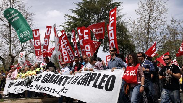 Los trabajadores de Nissan, en una protesta