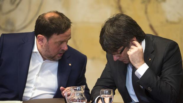 Junqueras y Puigdemont, durante la última reunión del Govern