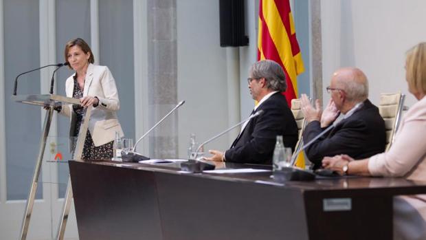 Forcadell, ayer en un acto que organizaron tres expresidentes del Parlament para apoyarle ante sus causas abiertas