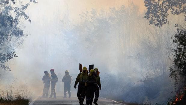 El incendio en el Bierzo continúa activo por el fuerte viento que dificulta su extinción
