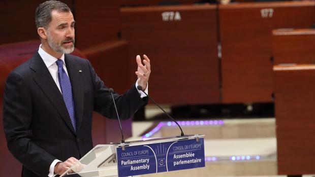 Don Felipe, durante su intrvención este jueves en la Asamblea Parlamentaria del Consejo de Europa en Estrasburgo